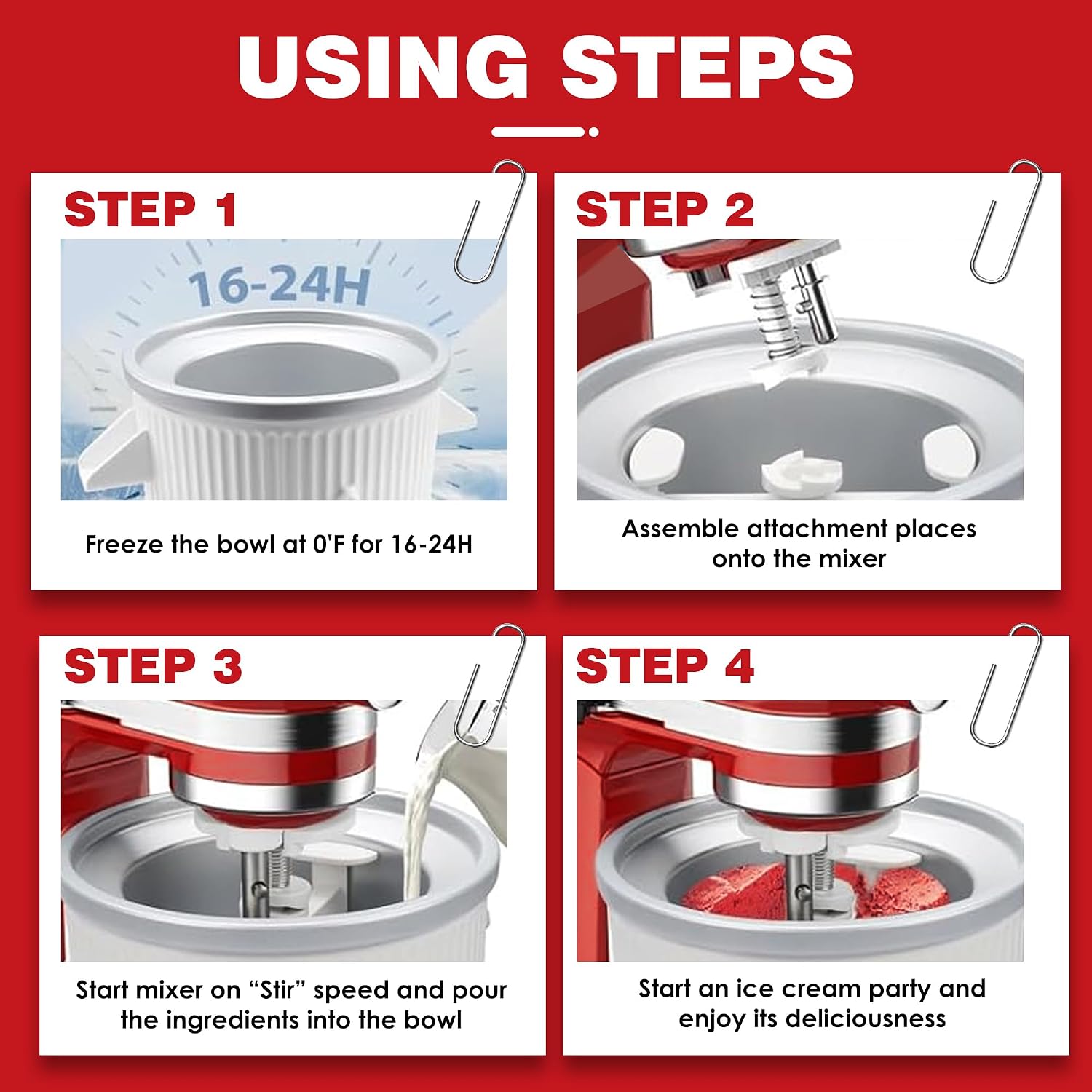 Detalle de Ezato Ice Cream Maker Attachment for KitchenAid (2 Quart) — White, for 4.5/5QT & 6QT Mixers