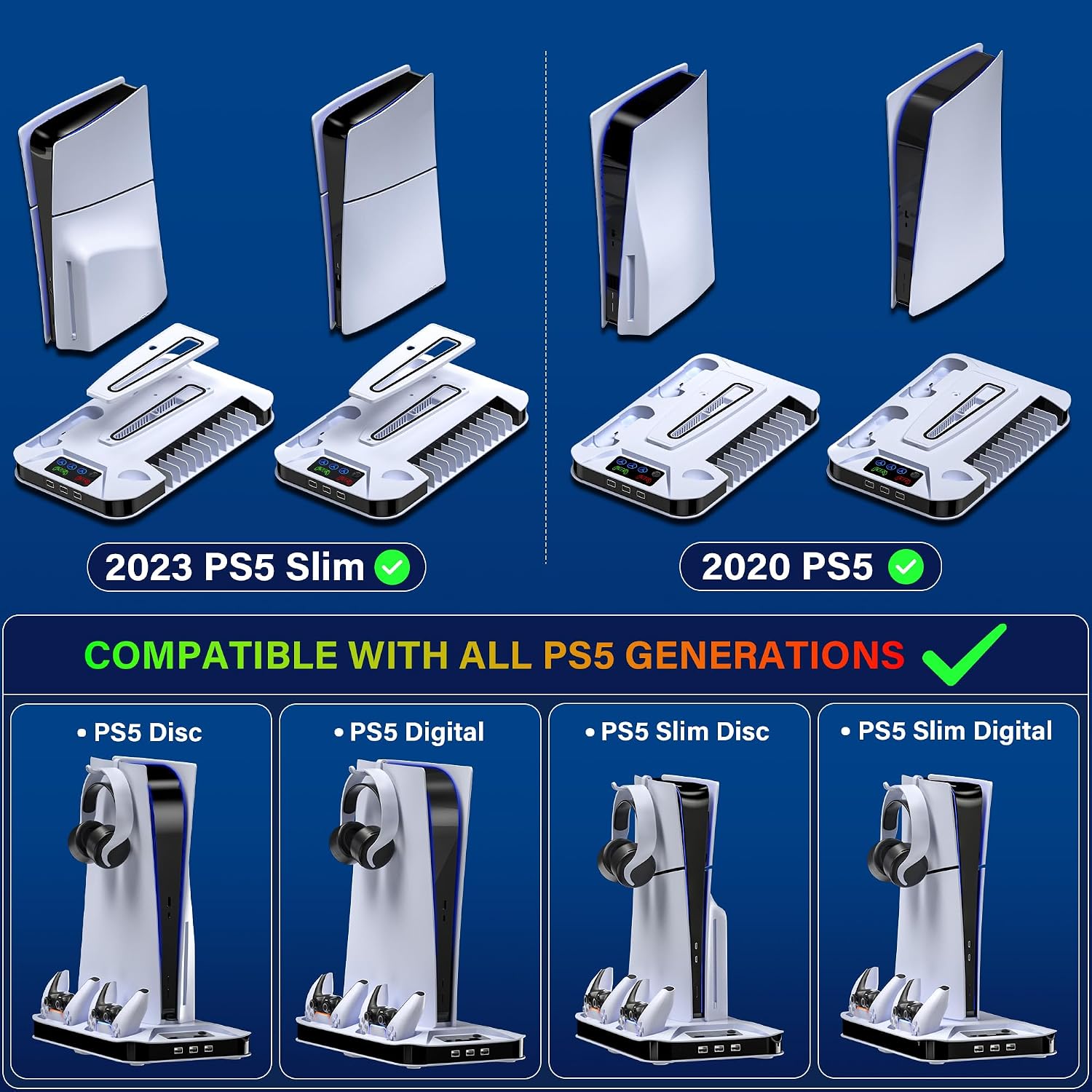 Thumbnail 4 de ZRZLMVP PS5 Cooling Station Stand with Dual Controller Charging | White