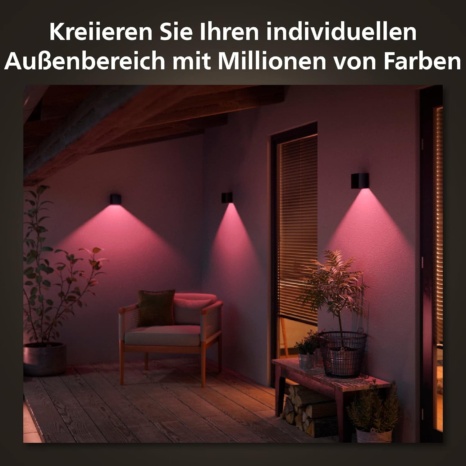 Thumbnail 5 de PHILIPS Hue White and Color Ambiance Außenwandleuchte Resonate – dimmbar, 16 Mio. Farben, steuerbar via App, Alexa kompatibel