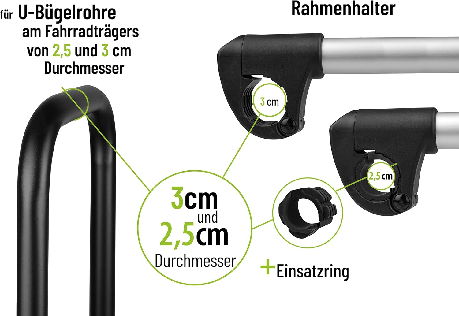 Thumbnail 4 de EUFAB 11629 Rahmenhalter abnehmbar kurz Ø 25+30 mm – Schwarz/Silber