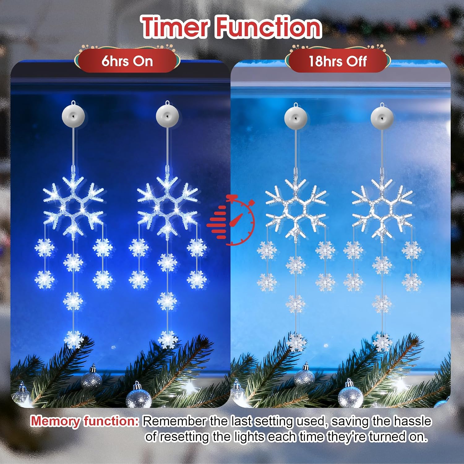 Thumbnail 4 de BANBANJO Snowflake Christmas Window Lights, 24 Cool White LEDs, 8 Modes