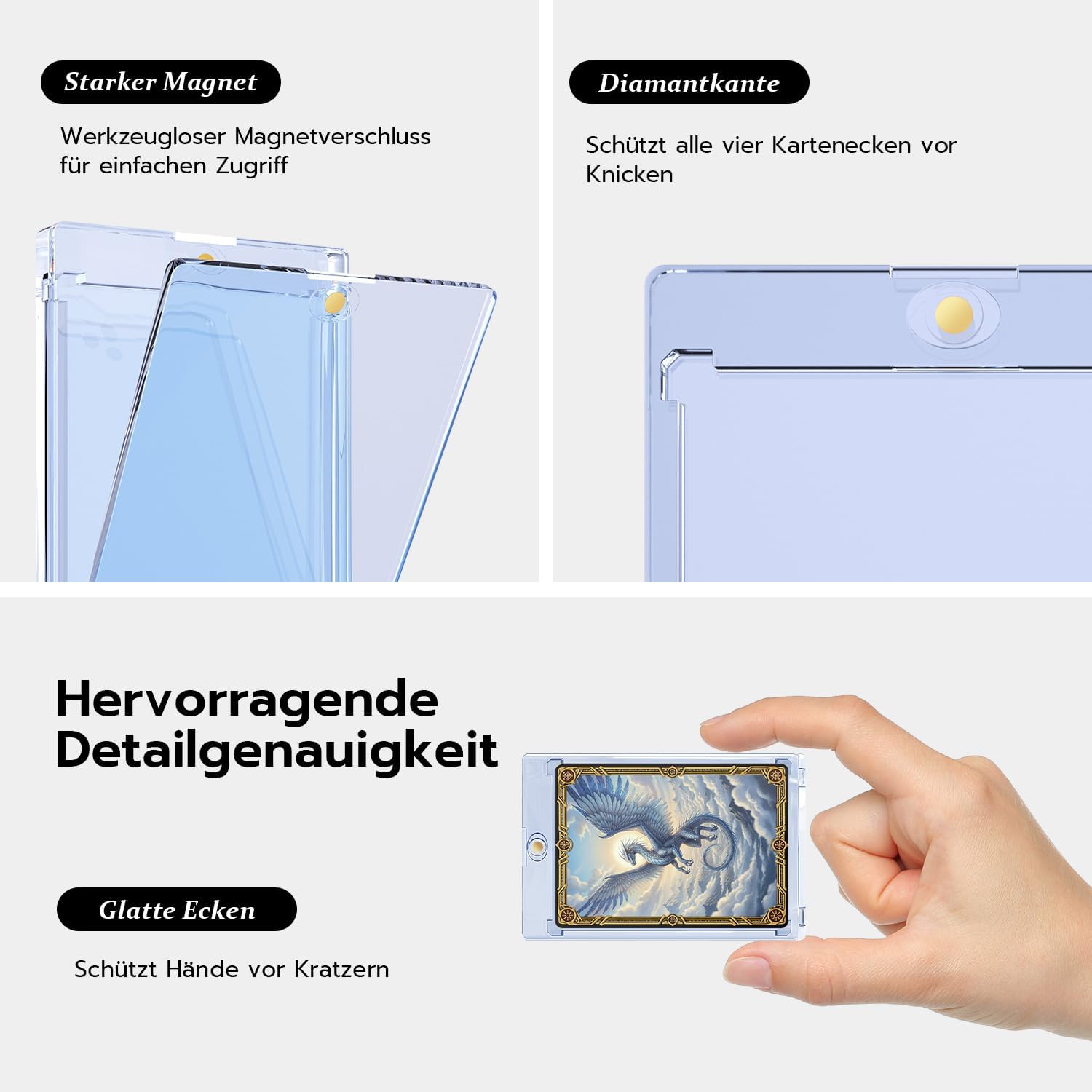Detalle de Wigearss 10 Stück 130PT Magnetischer Kartenhalter – Schutzhüllen mit UV-/Blue-Ray-Schutz für MTG, Yu-Gi-Oh!, Magic und Sportkarten