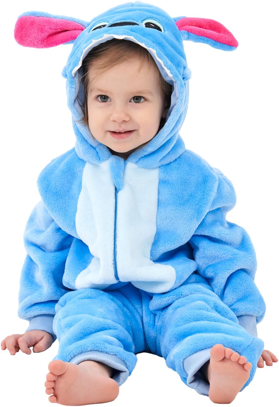 Detalle de SCOPUCI Baby Animal Onesie Pajamas, Flannel Fleece Costume with Hood and Full-Length Zipper