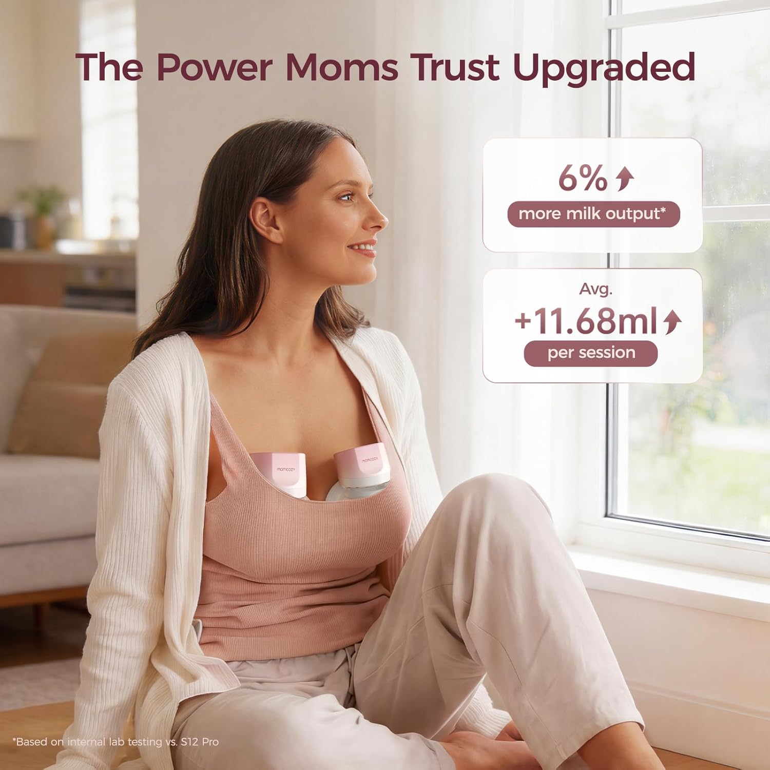 Detalle 2 de Momcozy S12 Pro Quick: Hands-Free Wearable Wireless Breast Pump with DoubleFit Hybrid Flange