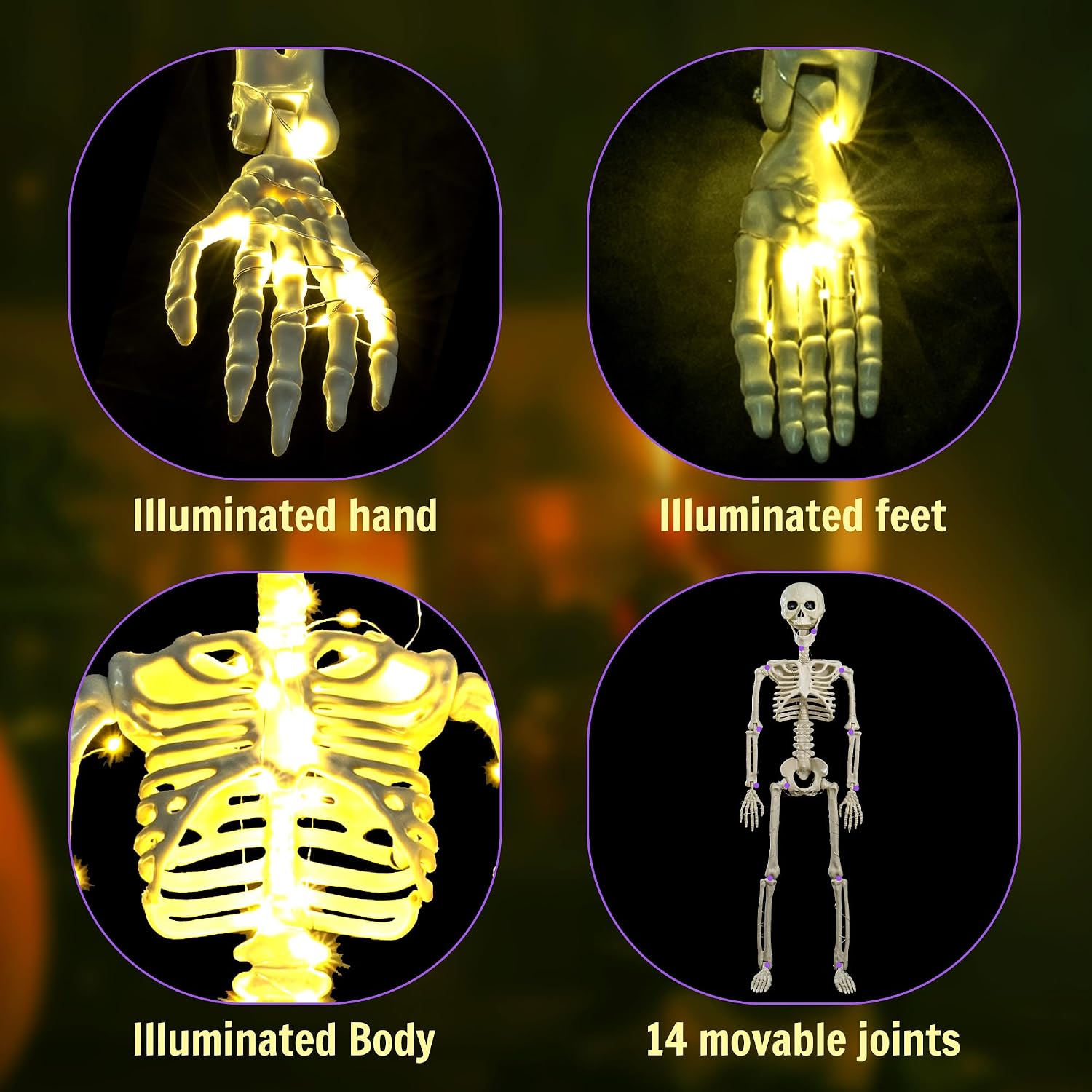 Thumbnail 3 de wymulot 1 Halloween Skeleton 2-Pack, 40-Inch Posable Figures with 400 LEDs
