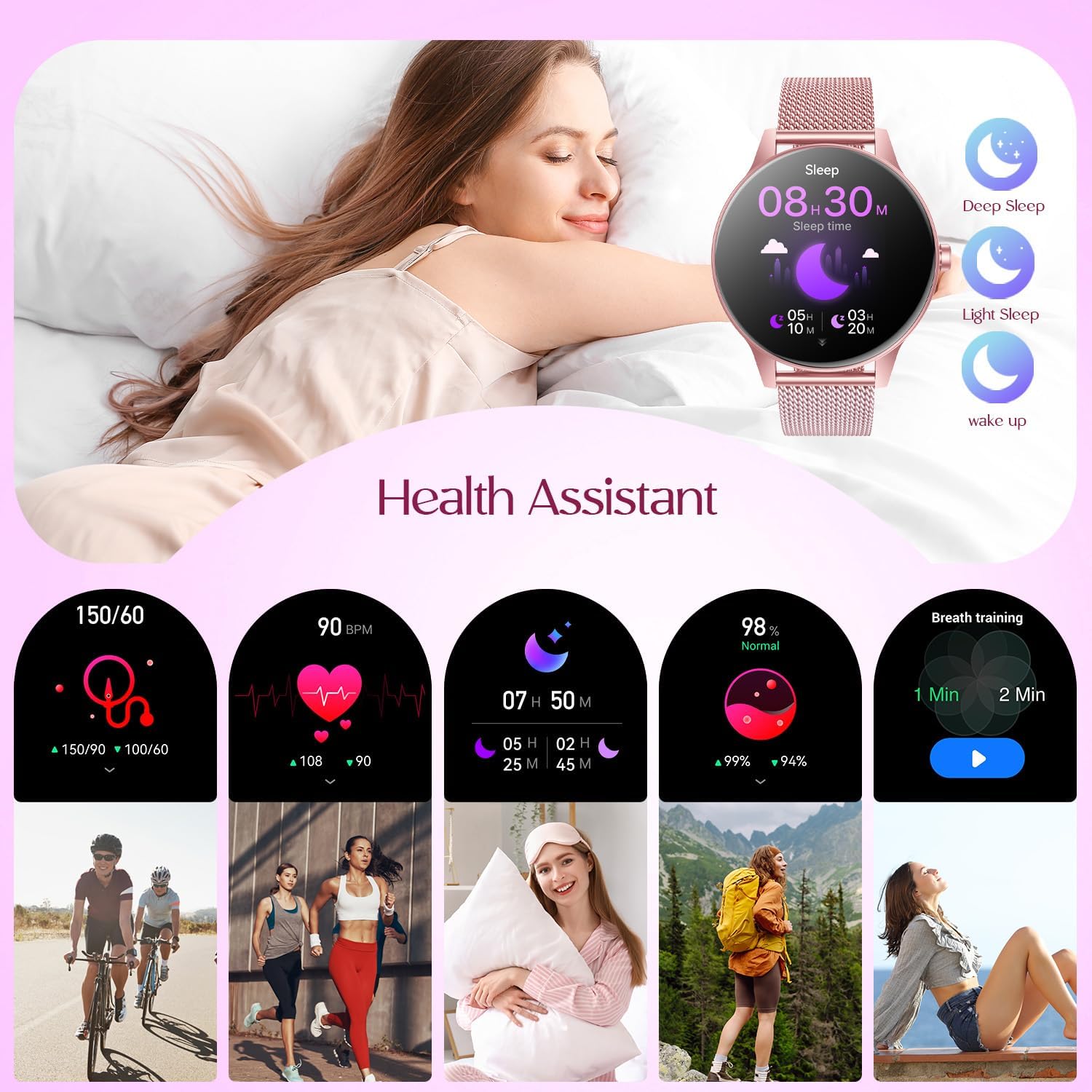 Thumbnail 4 de Smartwatch Damen Bluetooth Telefonfunktion 1,27 Zoll