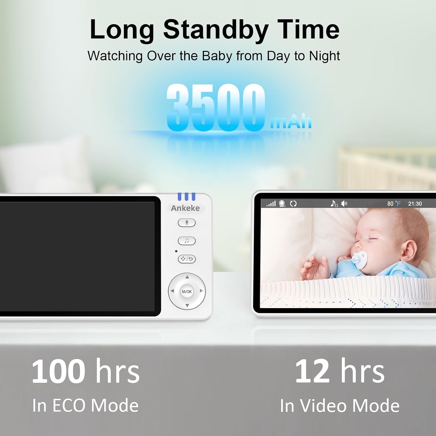 Detalle de AnKeKe Baby Monitor with 5-Inch Screen