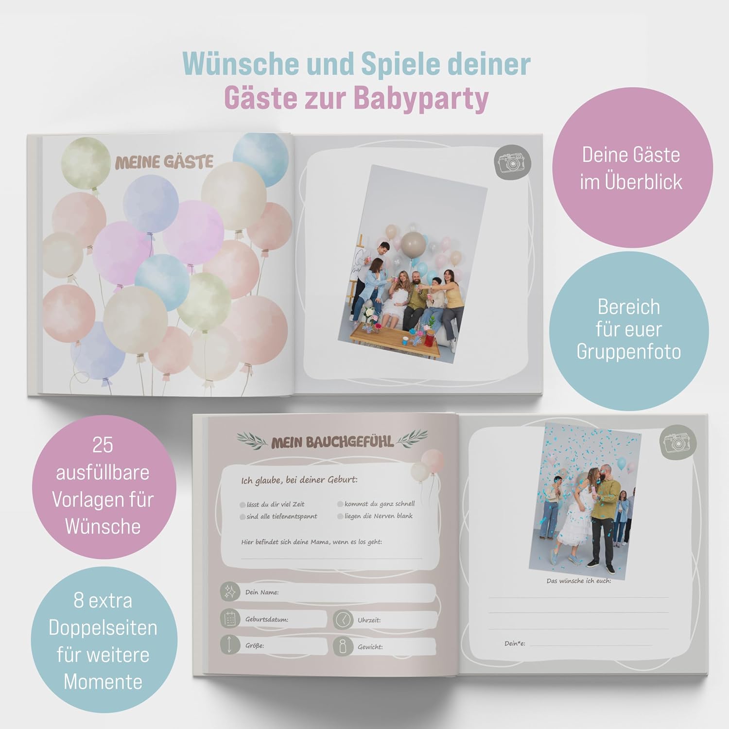 Thumbnail 4 de colortouch Gästebuch Babyparty – Baby Fotoalbum zum Selbstgestalten mit 78 Seiten (21 x 21 cm)