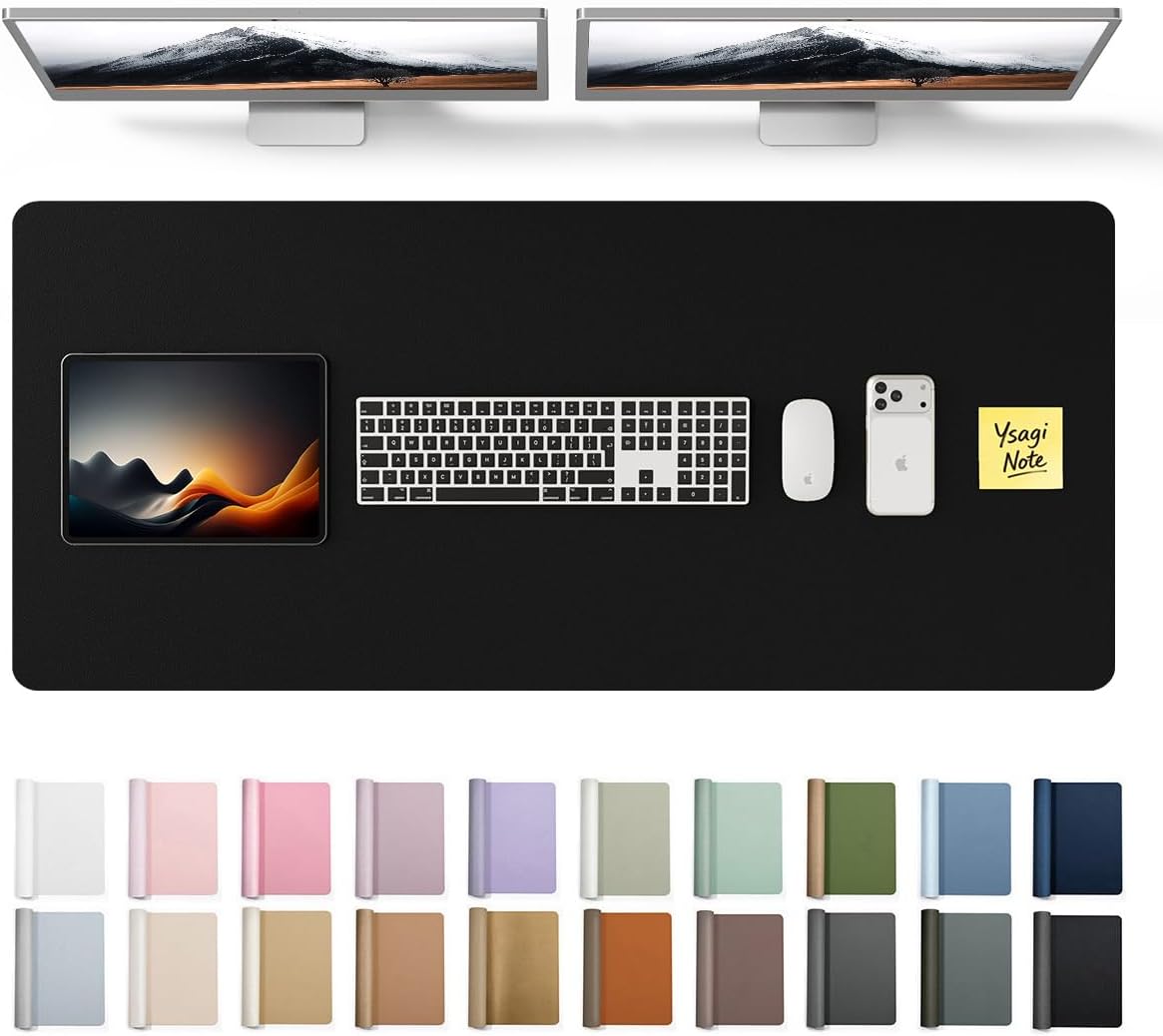 YSAGi PU Leather Desk Protector Mat — Large Office Mouse Pad & Waterproof Writing Surface