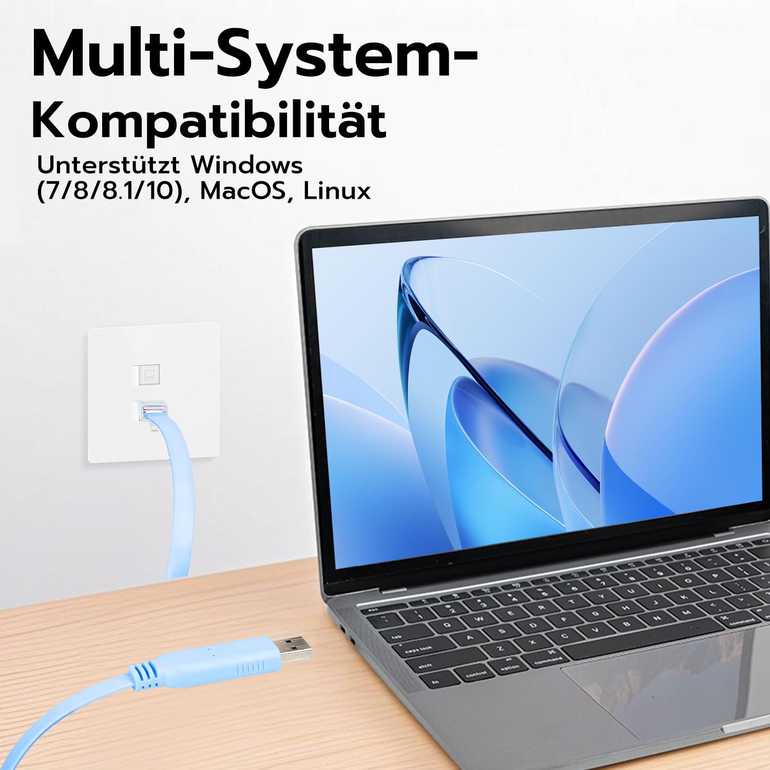 Detalle de Mcbazel USB Konsolenkabel: USB zu RJ45 Konsolekabel mit FTDI-Chip (1,8 m) für Cisco, Router, Switches