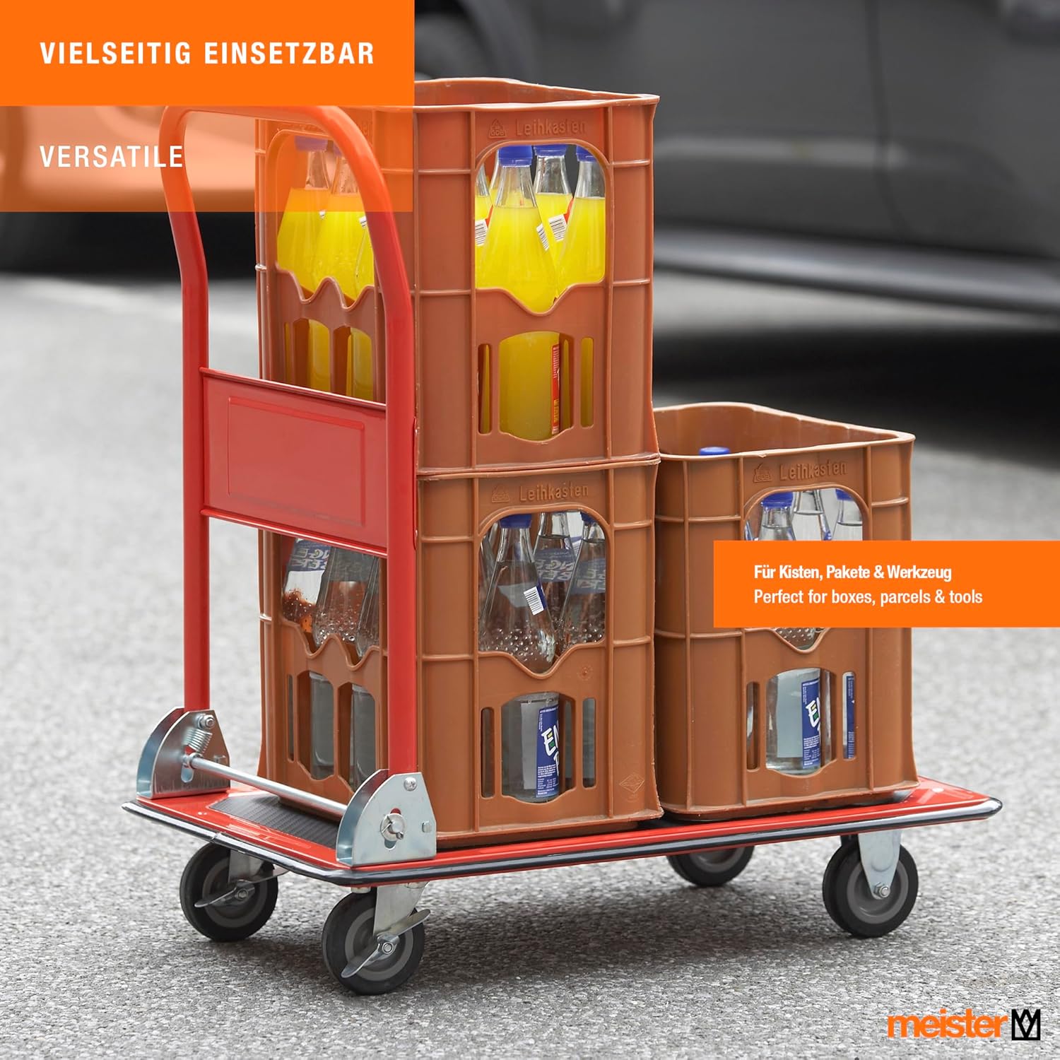 Detalle de Meister 8985400 Carrello da trasporto pieghevole: portata 150 kg, rosso