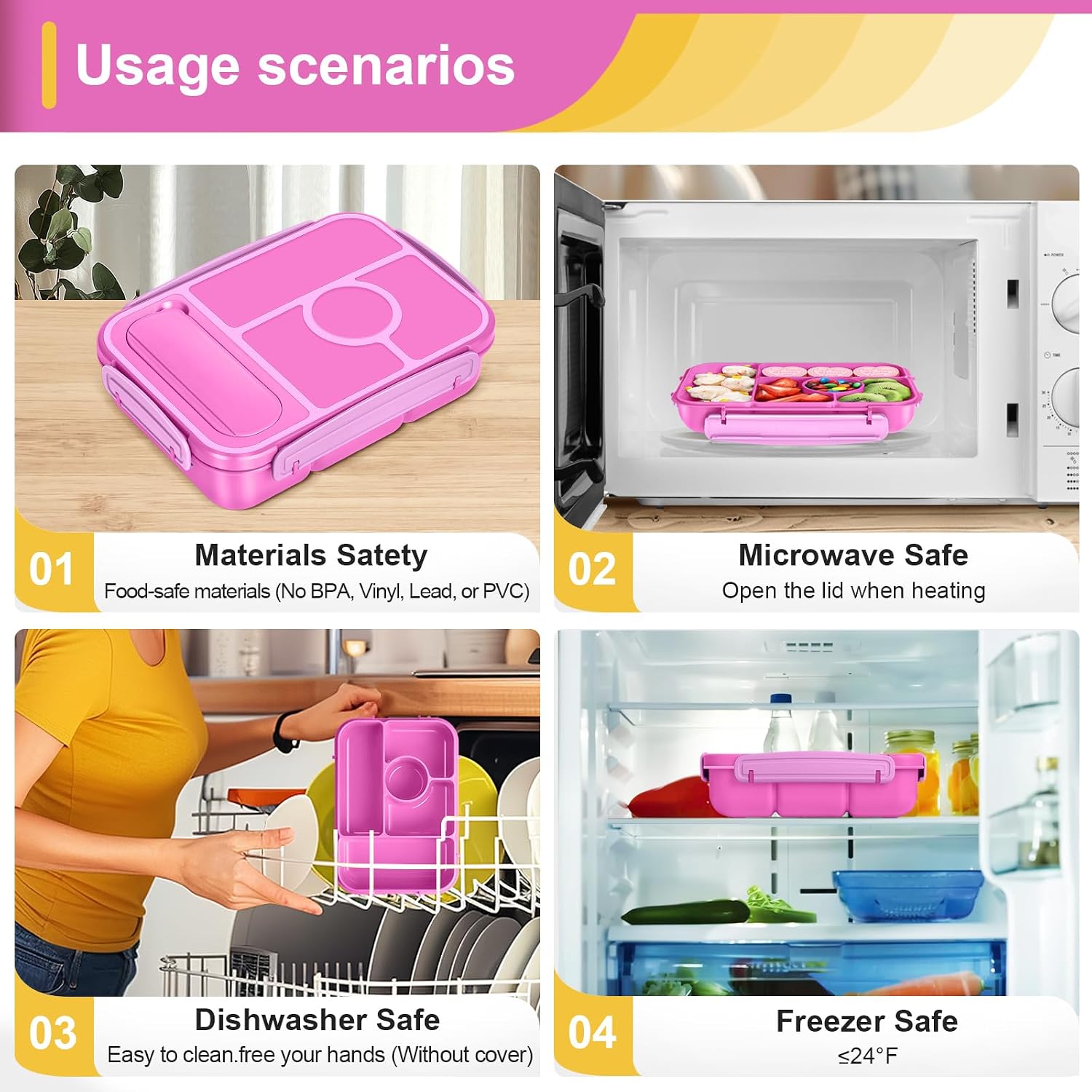 Thumbnail 5 de Amathley Lunchbox 1300 ml mit 5 Fächern – BPA-frei, mikrowellen- und spülmaschinenfest