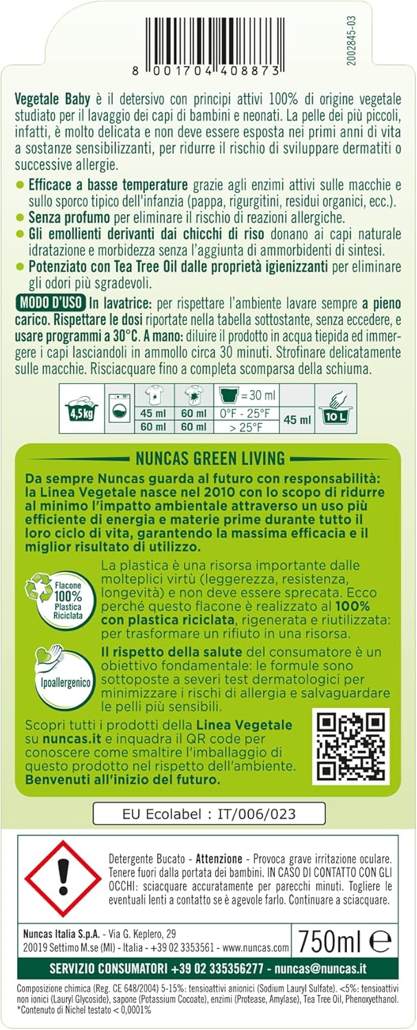 Thumbnail 1 de Nuncas Vegetale Detergente Specifico Baby per Indumenti di Neonati e Bambini – 750 ml