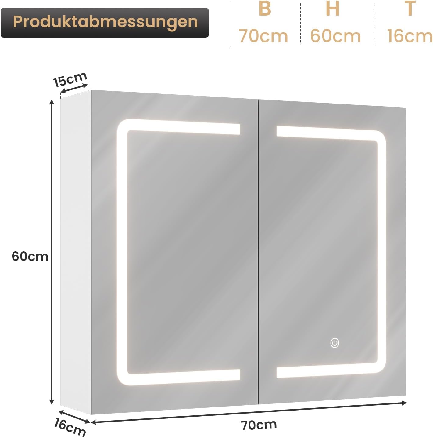 Thumbnail 1 de DICTAC specchio contenitore bagno 70x16x60