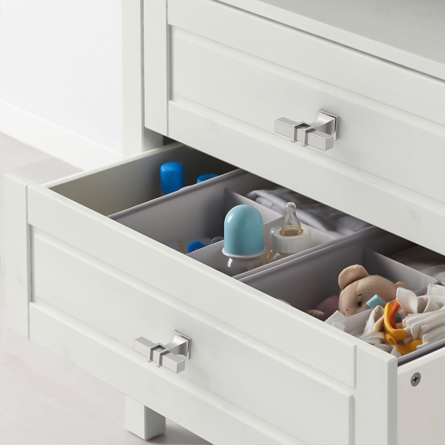 Detalle de Amerdeco Lot de 10 boutons de meuble en nickel brossé – boutons d'armoire, tiroir et porte
