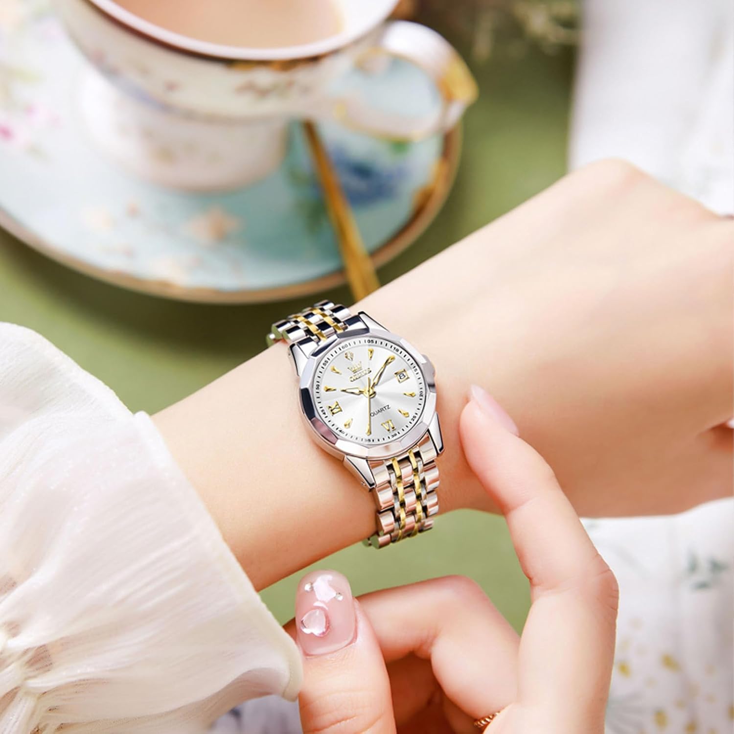 Thumbnail 2 de OLEVS Montre à Quartz pour Femme – Cadran Diamant et Bracelet en Acier Inoxydable