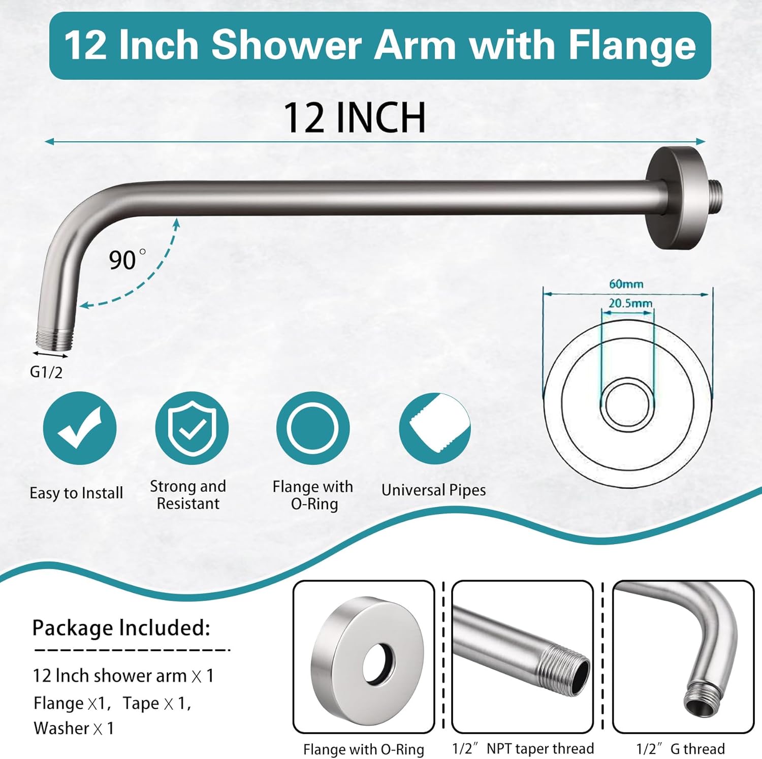 Detalle de Shower Arm, 12-inch