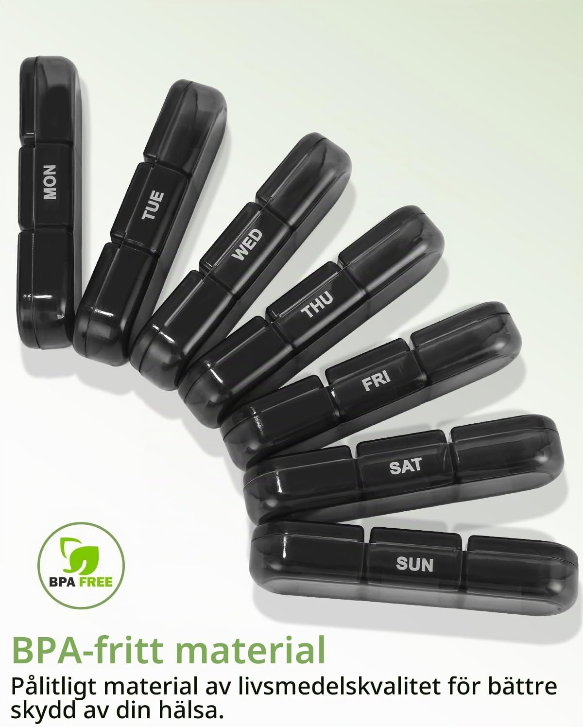 Thumbnail 4 de Ixydor veckodosett för 7 dagar, 3 fack per dag, svart polypropen, 2-pack
