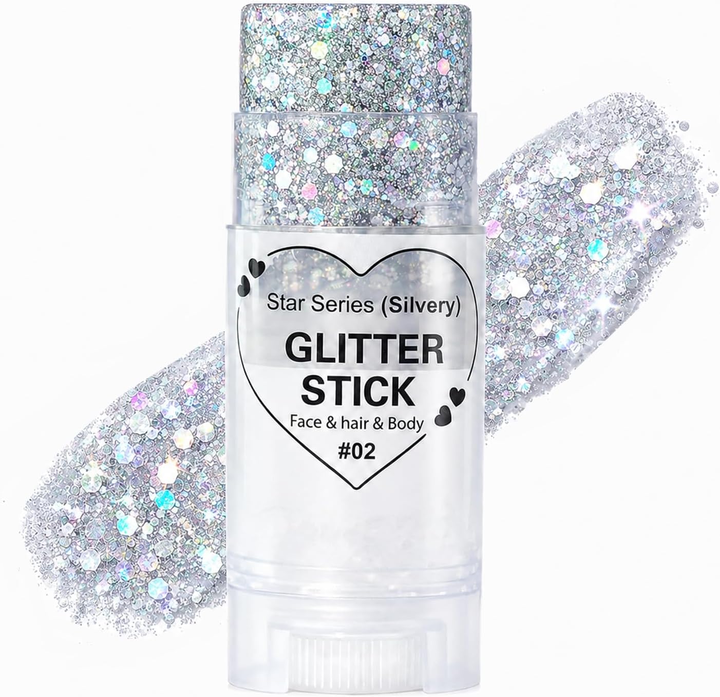 Detalle de Go Ho WLG-346-02-US Silver Glitter Stick, Self-Adhesive Waterproof Gel