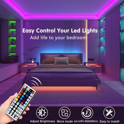 Detalle de Keepsmile 10M LED Strip Lights with Music Sync, Bluetooth App Control, RGB Colour Changing Indoor Lighting