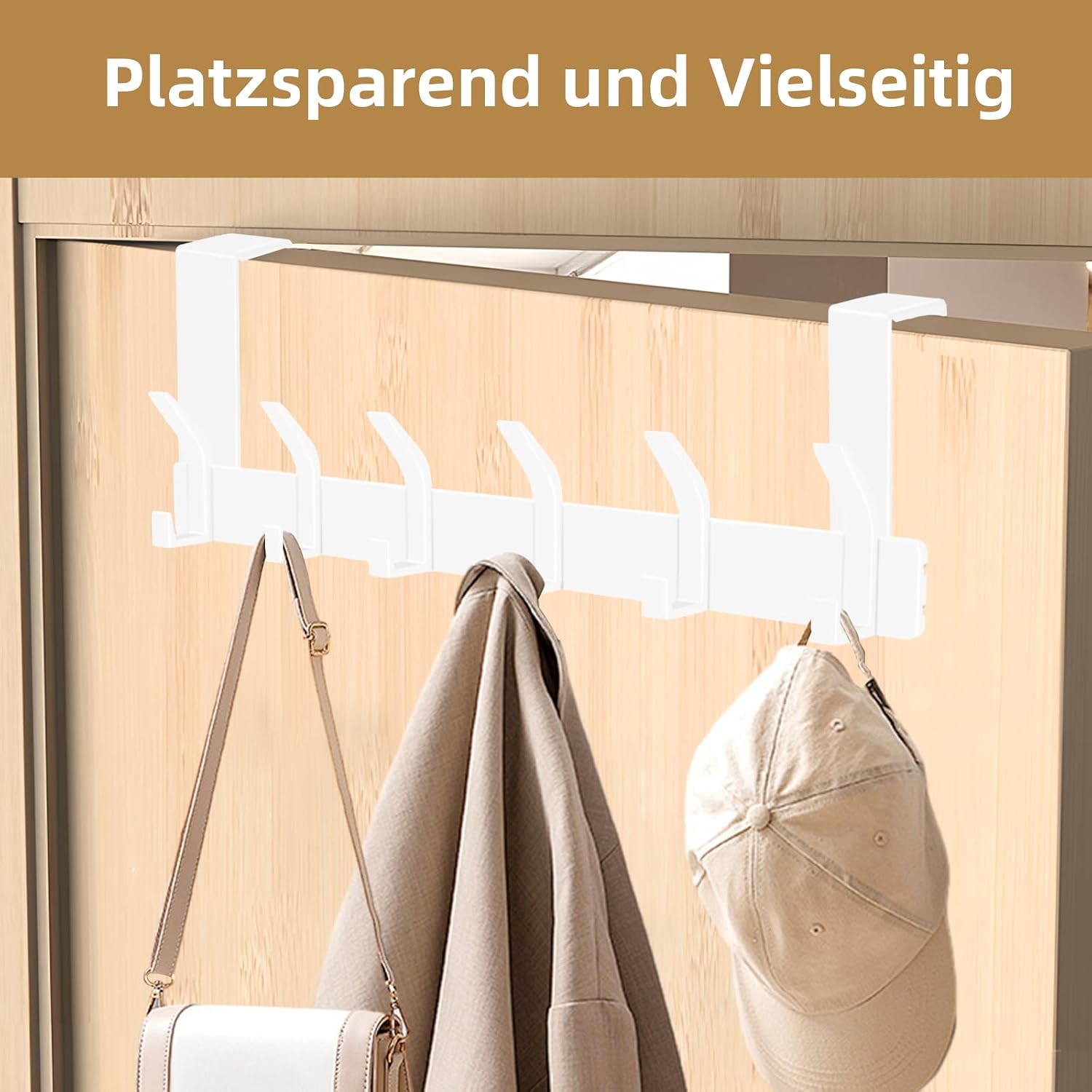 Thumbnail 2 de AUXHCYL Türhaken zum Einhängen (Türgarderobe, 6 Haken) – platzsparend für Kleidung, Handtücher & Hüte