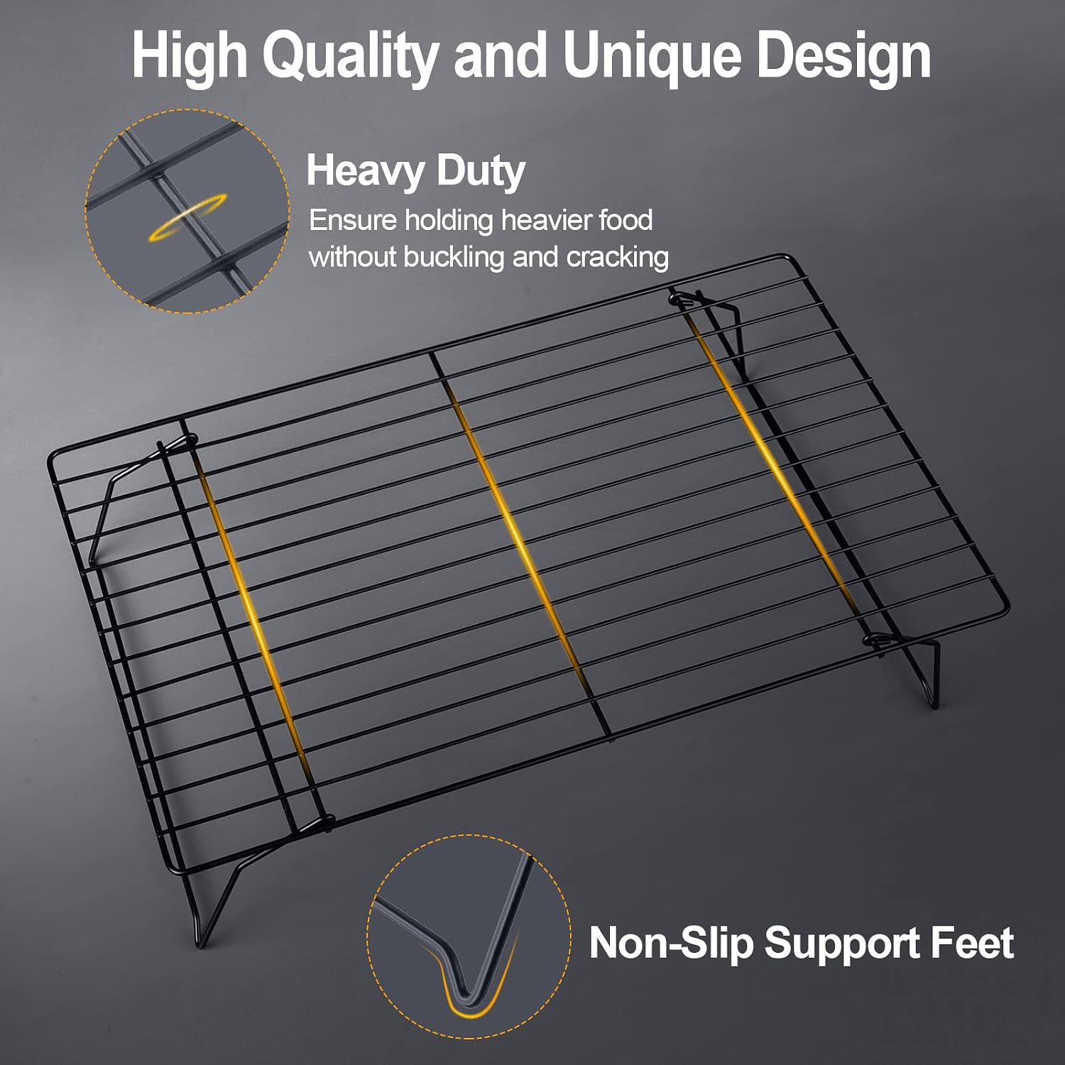 Detalle 2 de CUESVAP 3-Layer Cooling Rack, Stackable and Foldable, 40 x 25 cm