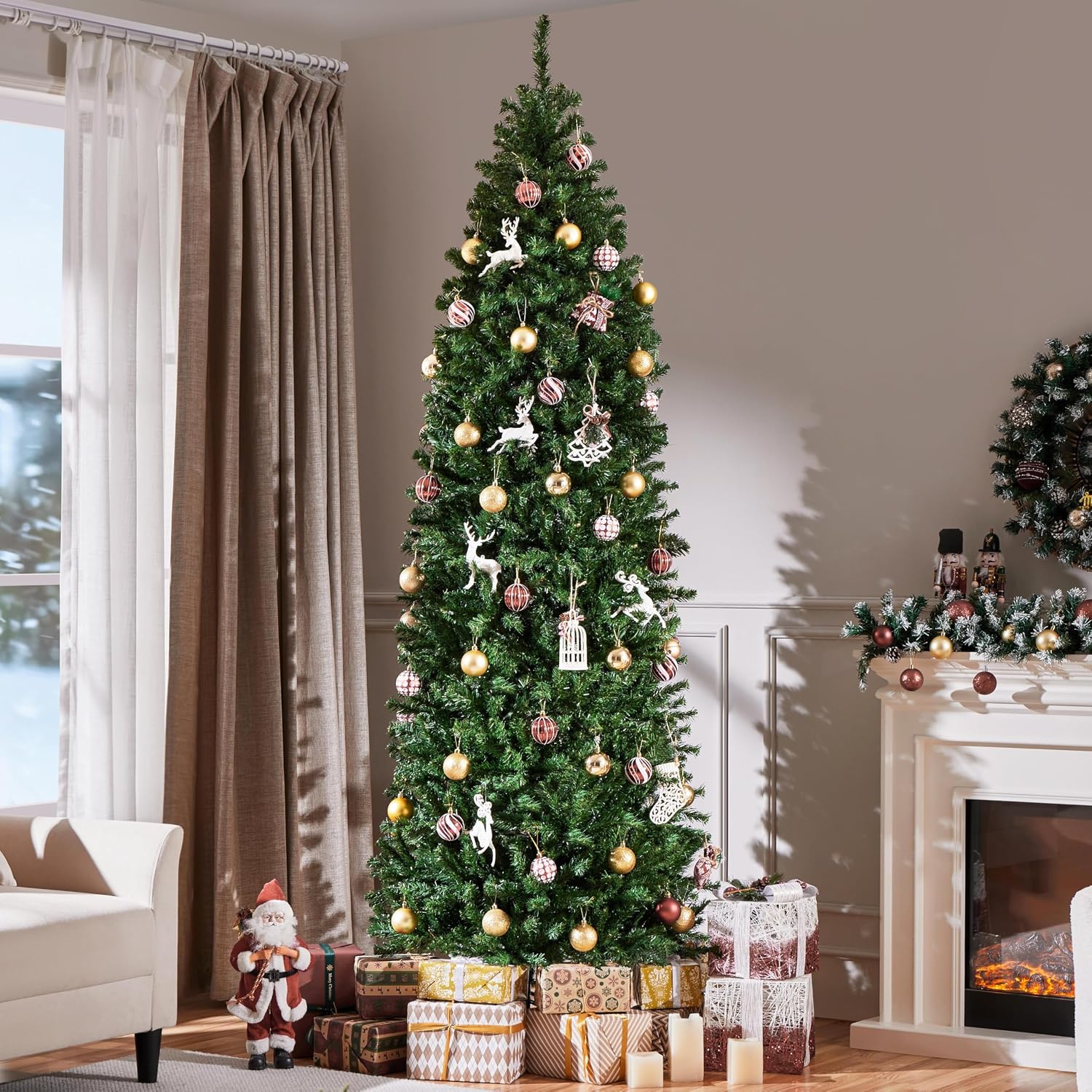 Detalle 2 de Yaheetech HWOA-100/2FR(0.2A) 9ft Pre-Lit Pencil Christmas Tree