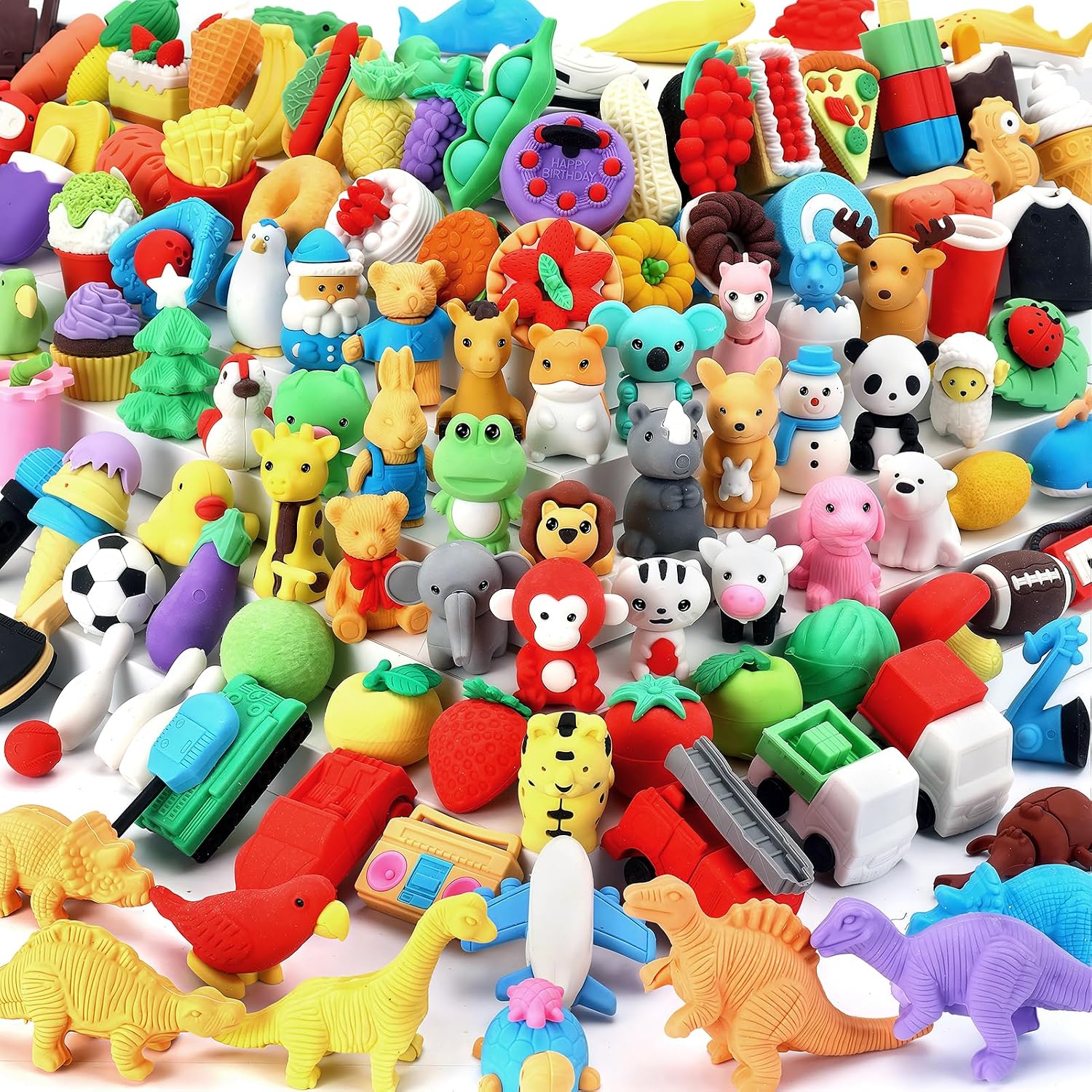 Detalle de URSKYTOUS 111Pcs Animal Erasers Desk Pets – Puzzle Pencil Erasers for Kids