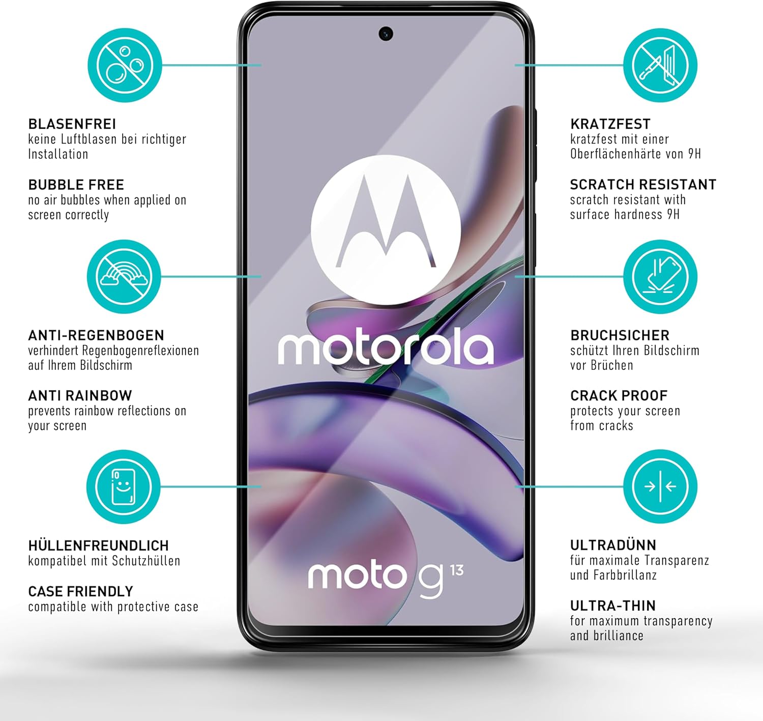 Thumbnail 5 de SmarTect Tempered Glass Screen Protectors for Motorola Moto G13, G23 and G53, 3-Pack