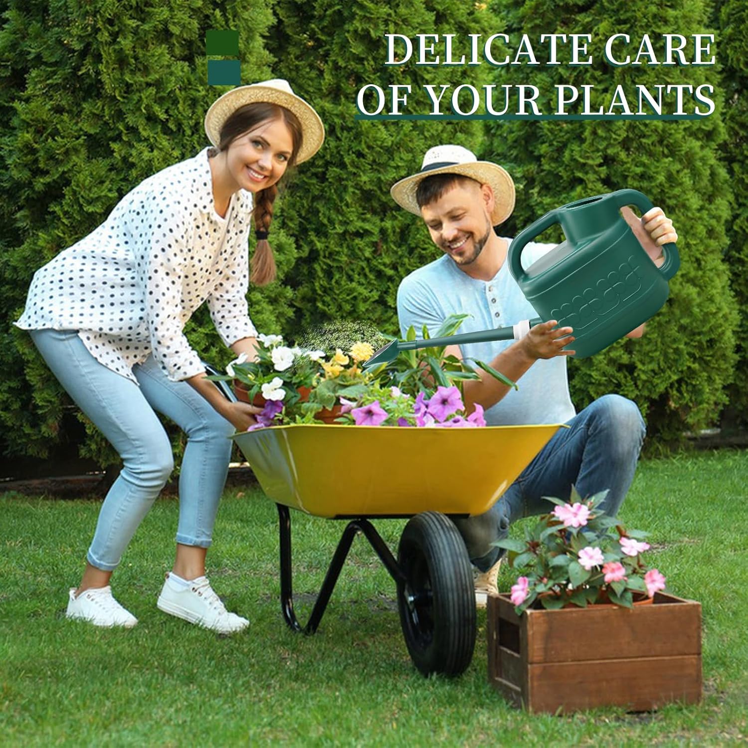 Detalle 2 de 2 Gallon Plastic Watering Can with Removable Long Spout & Stainless Steel Shower Head