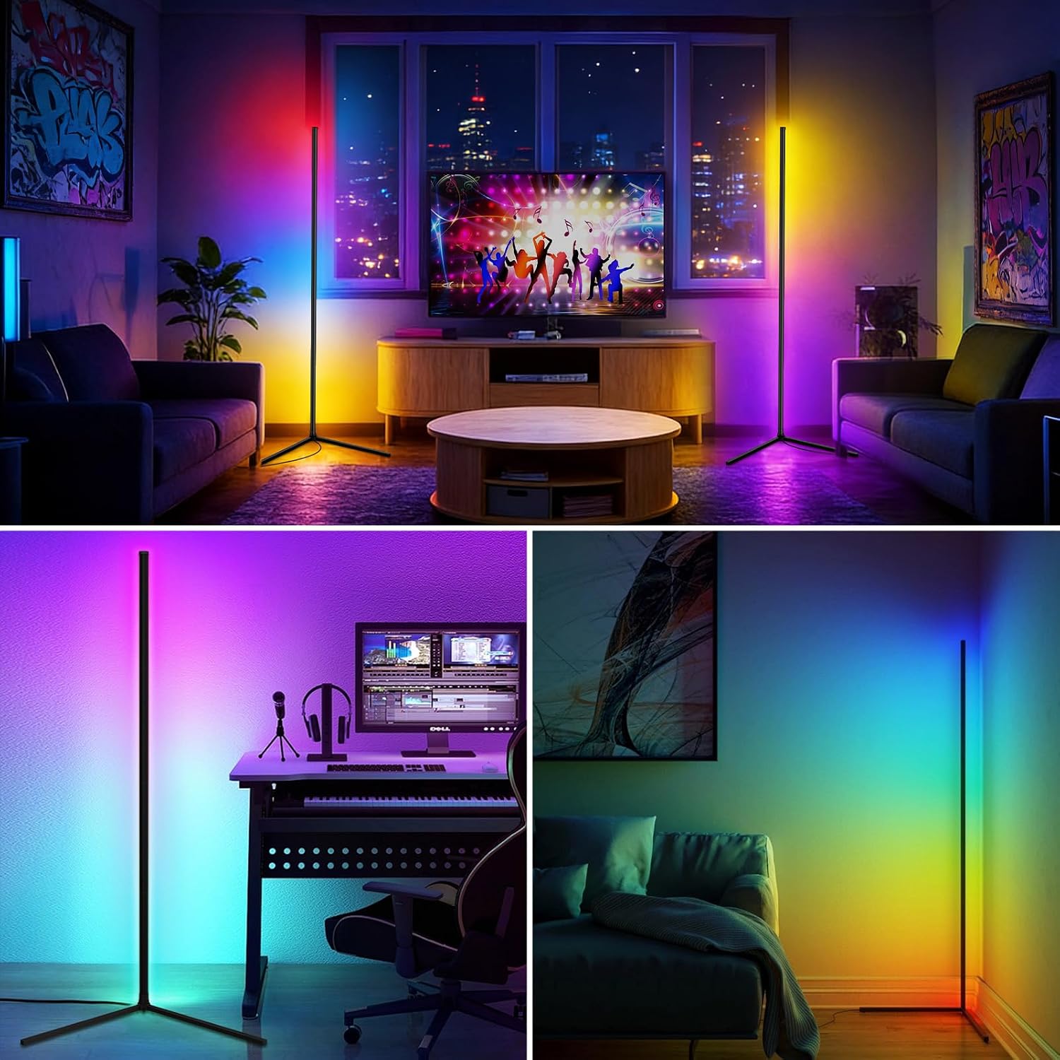 Detalle de CS COSDDI LED Floor Lamp: Smart RGB Corner Lamp