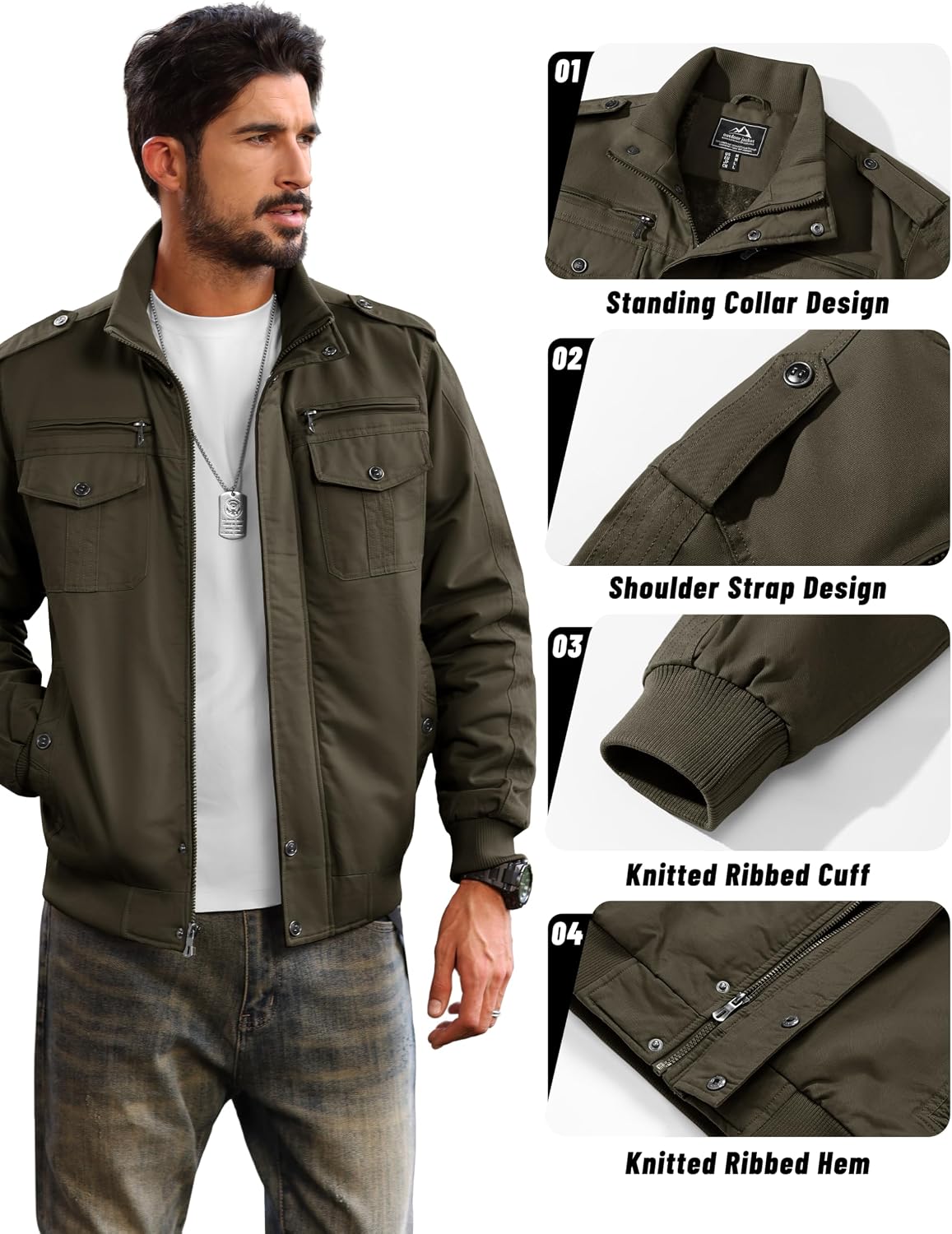 Detalle de MAGCOMSEN Winterjacke Herren Warm Fleecejacke