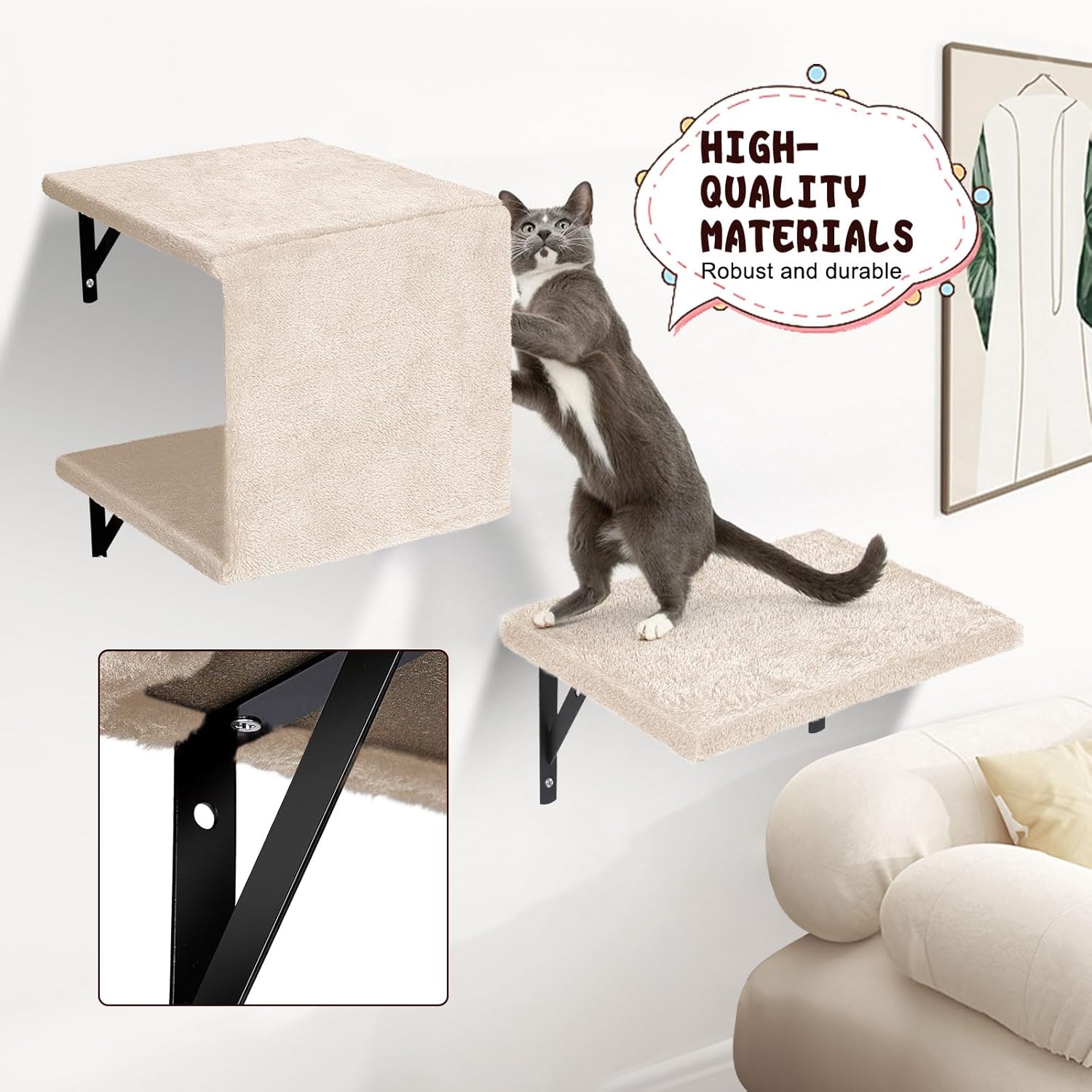 Thumbnail 3 de Masthome 4-in-1 Wall Mounted Cat Furniture: Customisable Vertical Playground for Large Cats