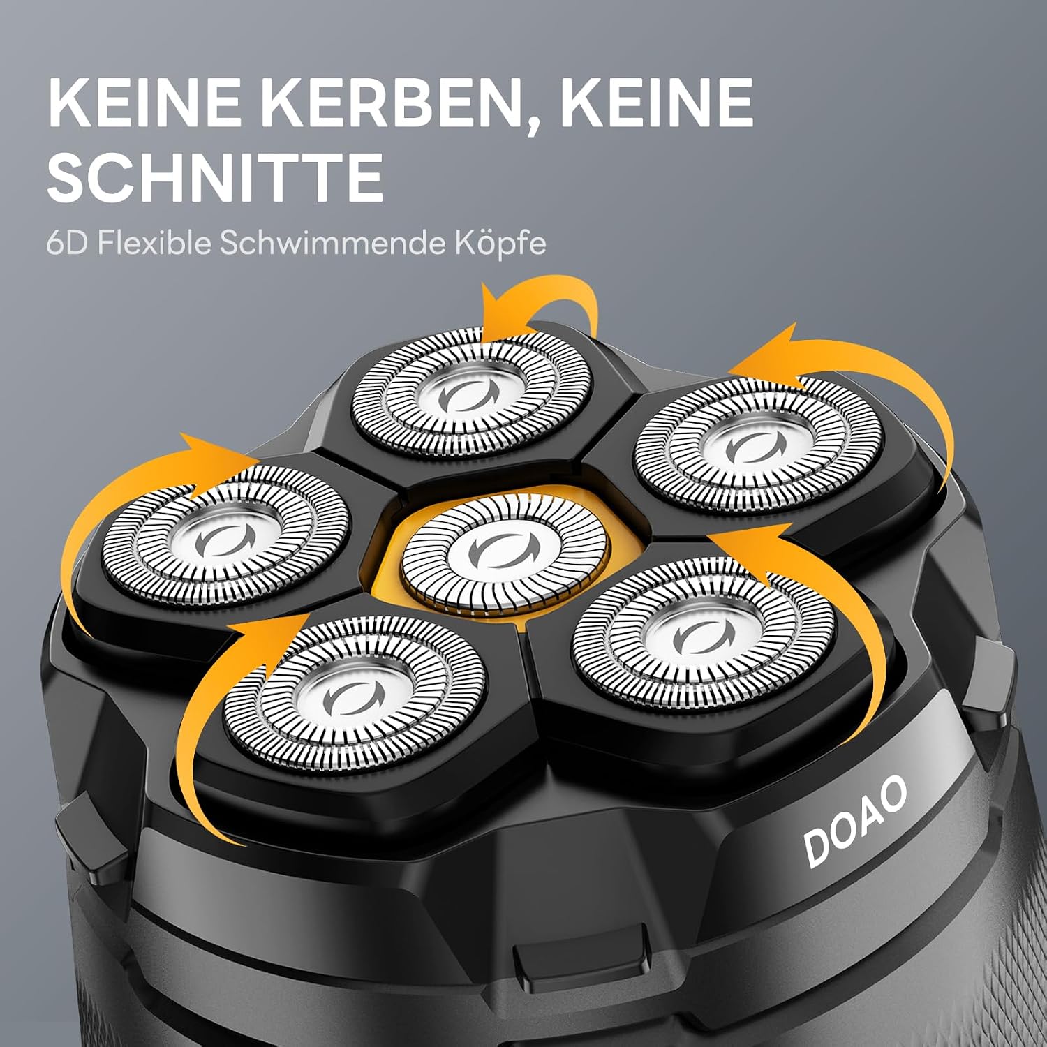 Detalle de Glatzen Rasierer Herren mit 6D-Schwimmkopf, 180 Min Akku, Magnetkopf, IPX6 – Ideal für Kopf- und Bartpflege