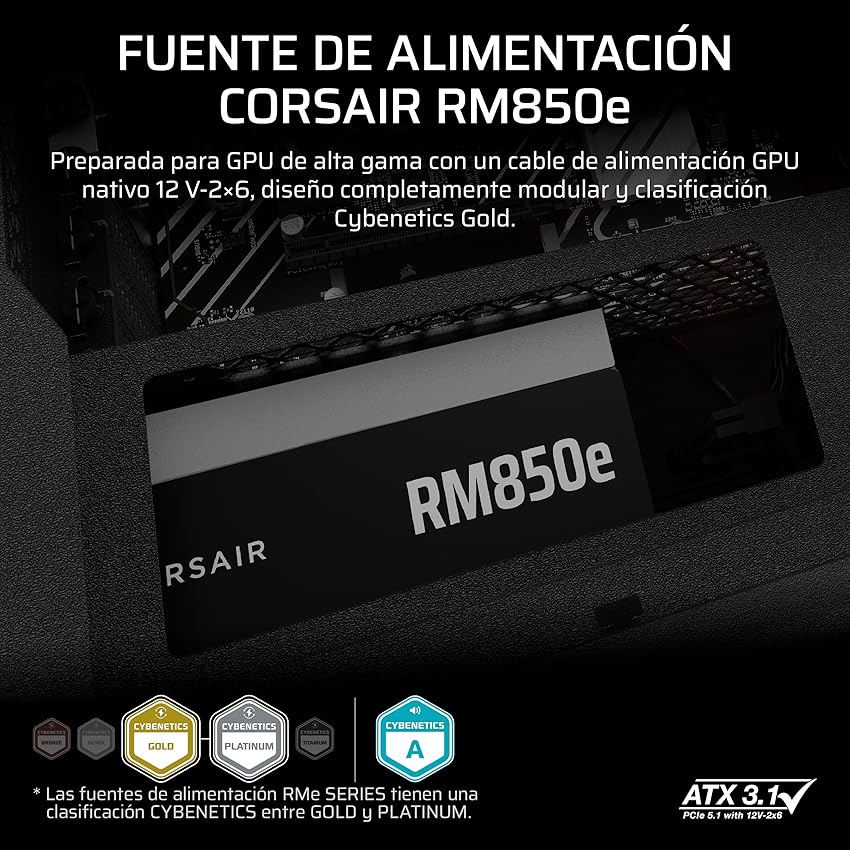 Thumbnail 1 de CORSAIR RM850e (2025) Fuente ATX 850 W, modular 🖥