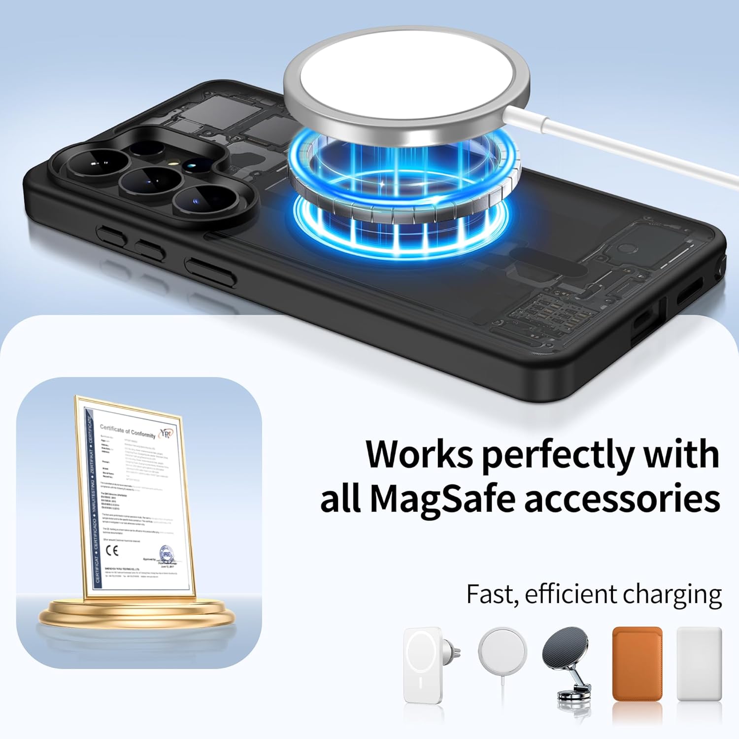 Thumbnail 6 de Jshru Magnetic Case for Samsung S26 Ultra with MagSafe support and HD screen protectors (Black)