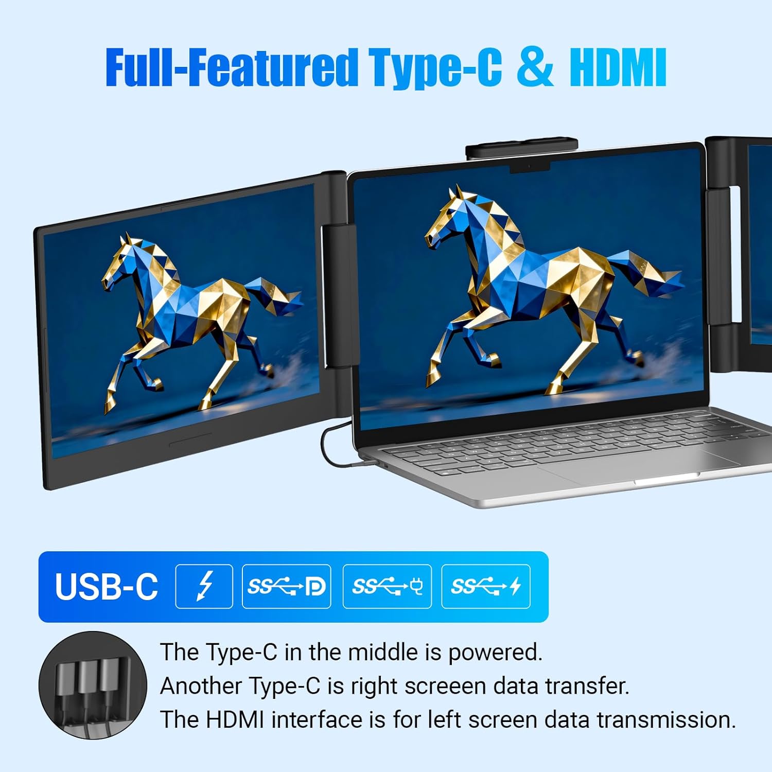 Thumbnail 4 de Funhill 14-inch Laptop Screen Extender (1080P IPS, Triple Portable Monitor) for 13–17.3" Laptops