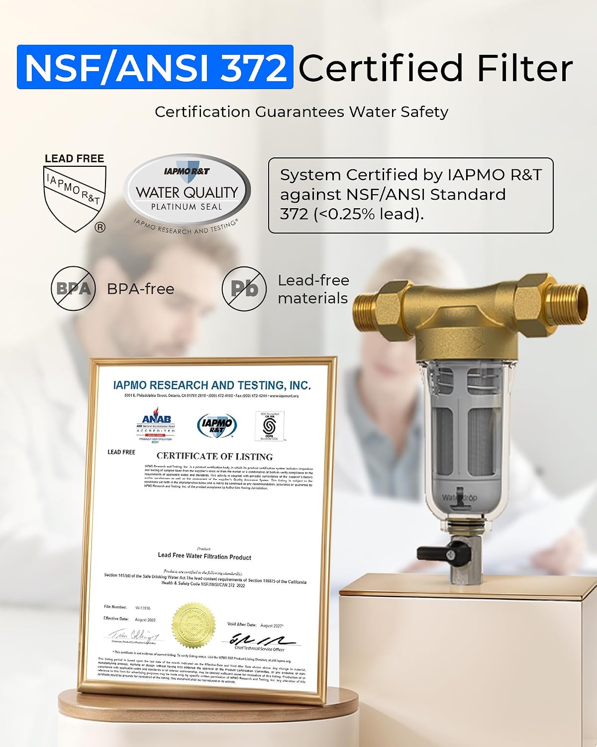 Detalle 1 de Waterdrop WD-RPFK Spin-Down Sediment Filter, Backwash, 40–50 Micron
