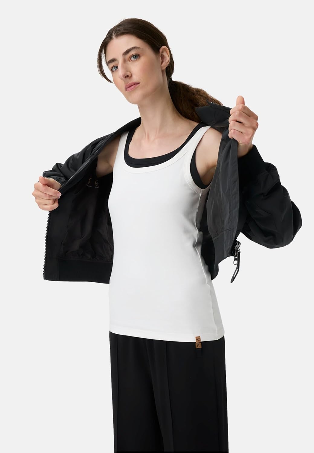 Detalle de camel active Damen Bomberjacke mit 2-Wege-Reißverschluss