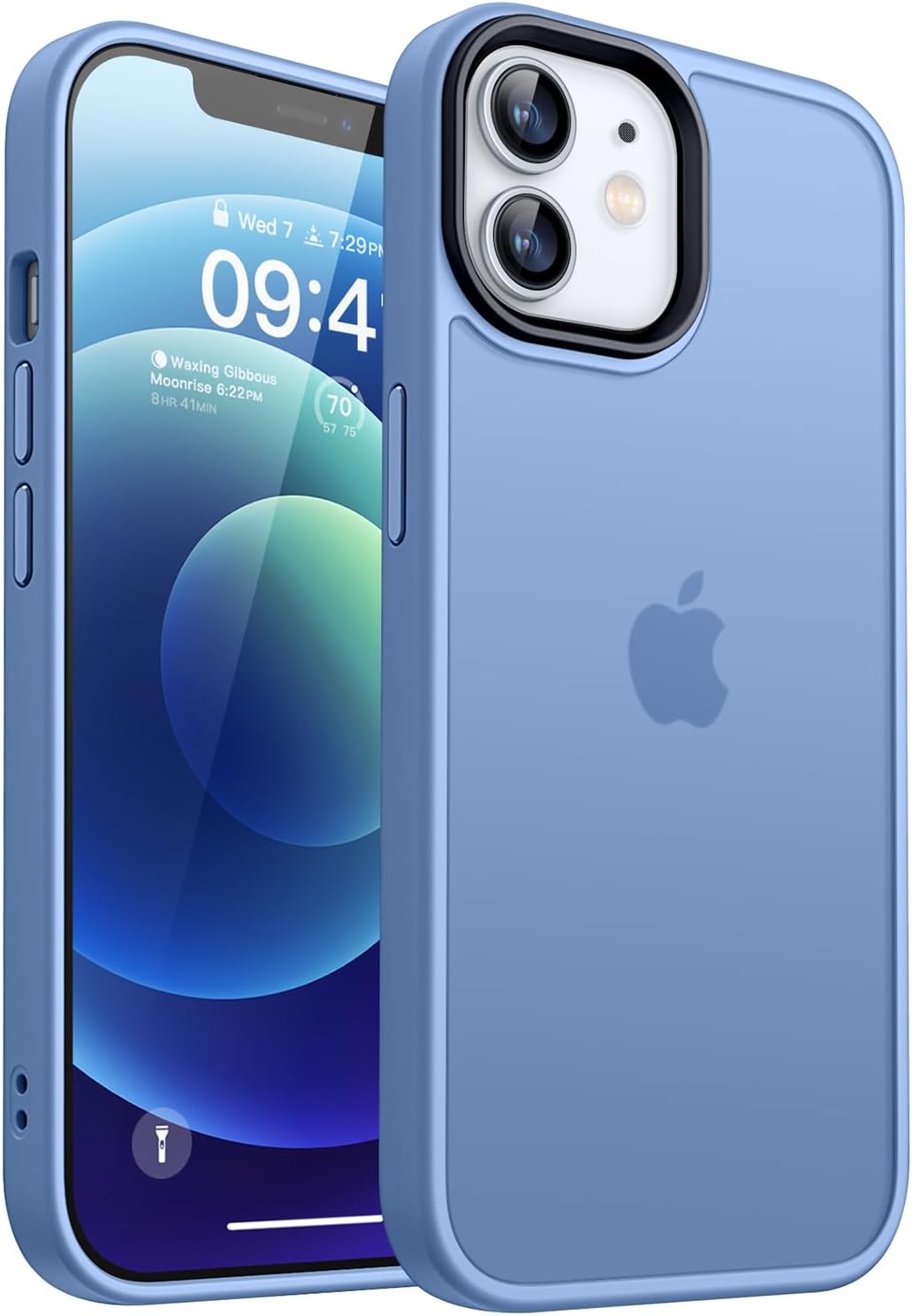 Detalle de CANSHN Cover Opaca per iPhone 12/12 Pro (6,1') – Protezione sottile in blu chiaro con bordo antiurto