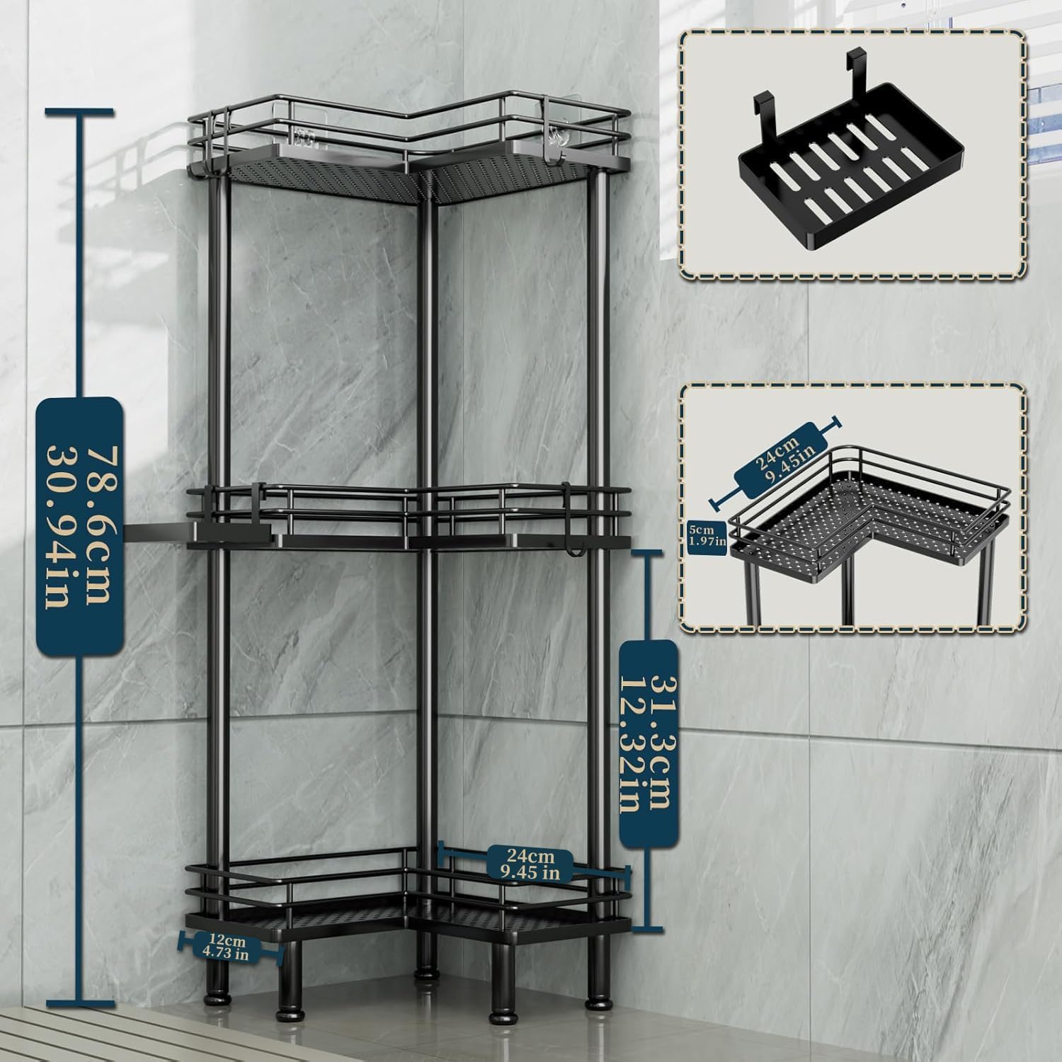 Thumbnail 4 de Consumest Corner Shower Caddy 3-Tier Organizer