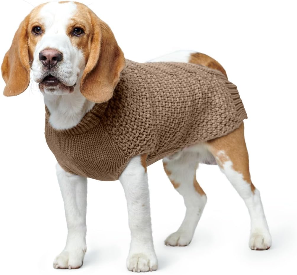 Detalle 2 de HUNTER Hundepullover MALMÖ in Beige – Zopfstrick, elastisch & reflektierend
