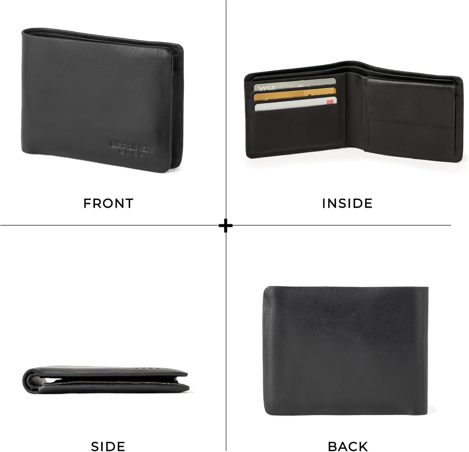 Thumbnail 5 de Berliner Bags Parker Portefeuille compact en cuir pleine fleur – RFID + boîte cadeau – Noir