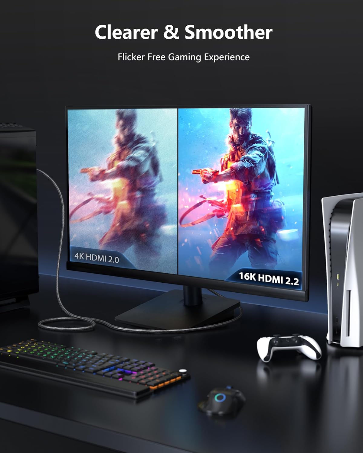 Thumbnail 3 de CONMDEX 16K HDMI 2.2 Cable (3.3ft) — 8K@120Hz, 4K@240Hz, eARC, HDR & VRR Support