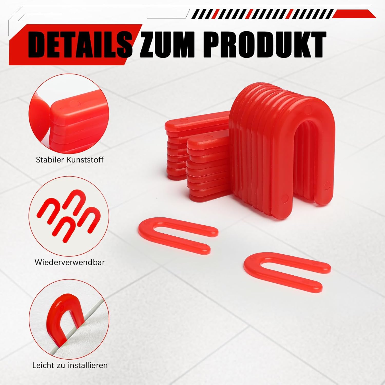 Thumbnail 2 de Storystore Fliesen Nivelliersystem – 400 Stück, 3 mm U-Form Abstandshalter aus Kunststoff