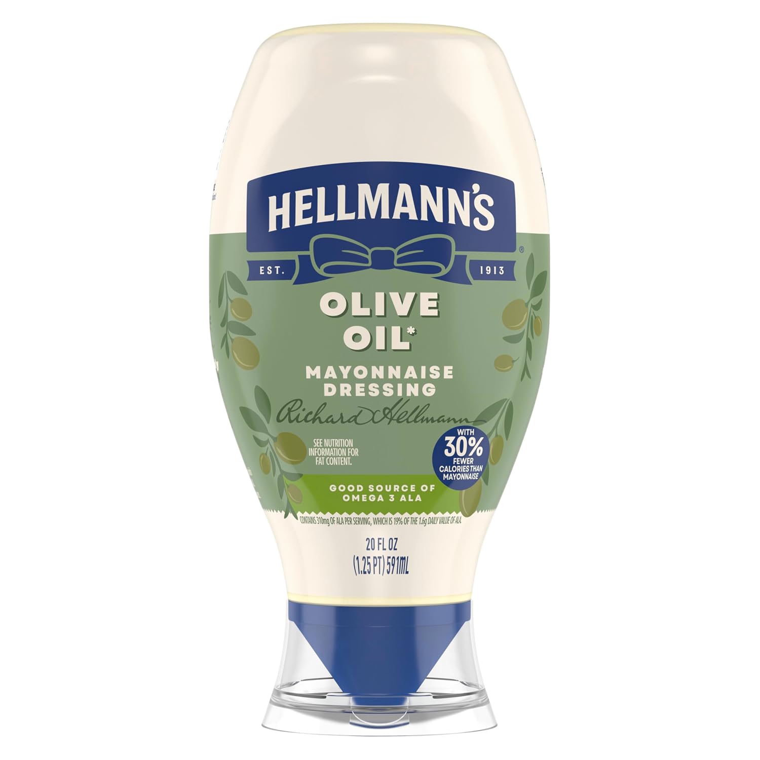 Detalle de Hellmann's Olive Oil Mayonnaise Dressing, 20 fl oz Squeeze Bottle