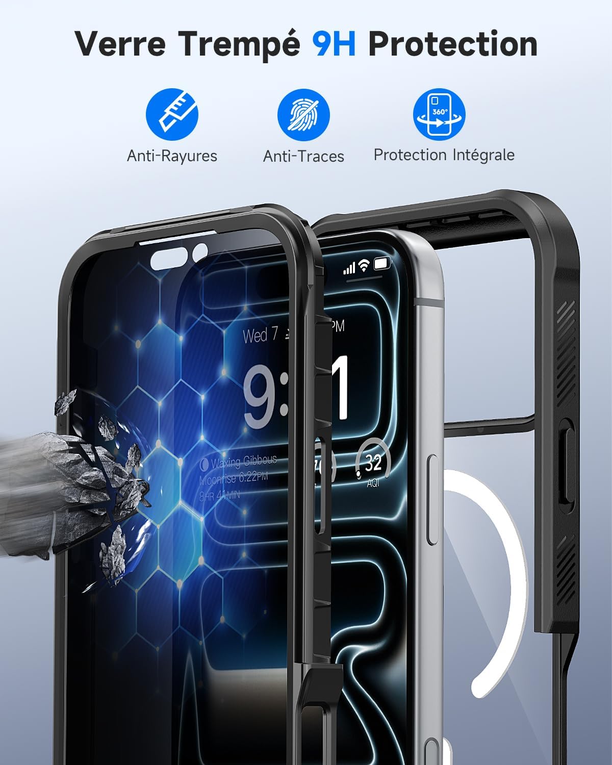 Thumbnail 3 de Seacosmo Coque Magnétique pour iPhone 17 Pro – Verre trempé anti-espion, MagSafe et anneau magnétique intégré