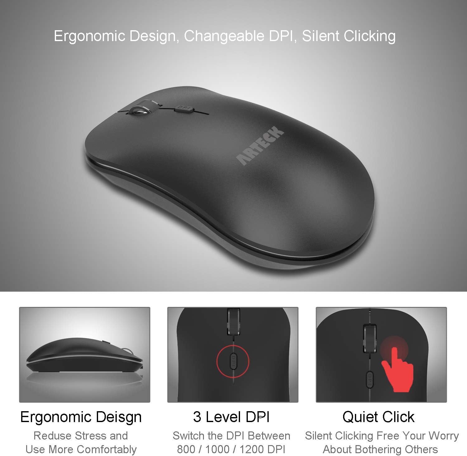 Detalle de Arteck HW192 wireless keyboard combo 6mo battery