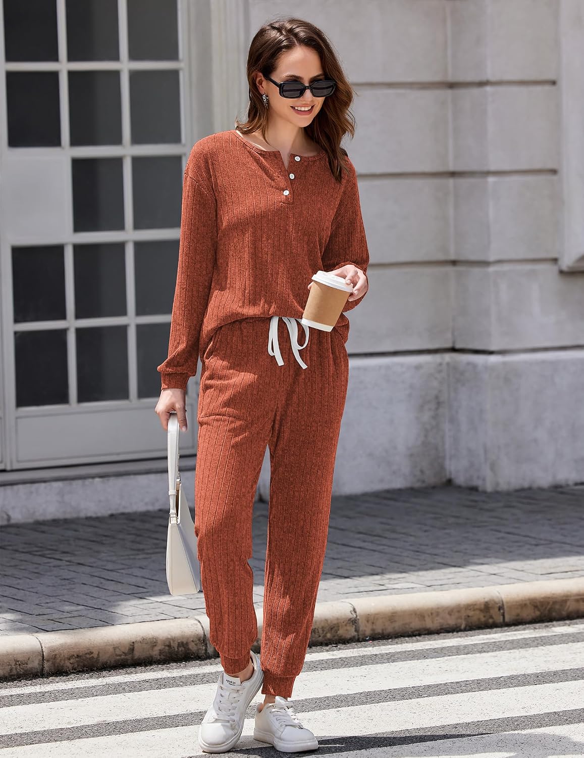 Detalle de Ekouaer Women's Knit Lounge Set