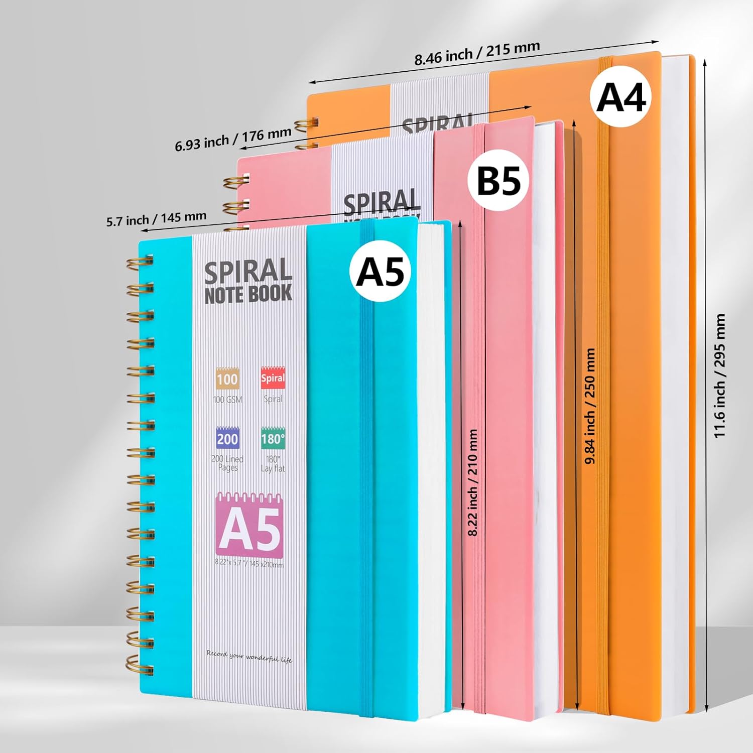 Thumbnail 2 de A4 Notebook (200 pages) – 100gsm lined paper, PVC waterproof hard cover, wirebound spiral – Pink, 21.5 x 28.5cm